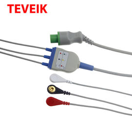 Wiederverwendbarer 1K Ohm 12 Pin-Elektroden-Sensor 3 führt Ecg-Kabel