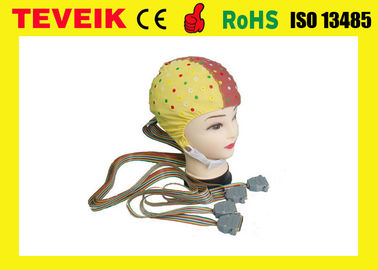 Wiederverwendbares EEG Machine128 führt gelbe EEG Schädel-Kappe mit Zinn-Elektrode, CFDA-Standard
