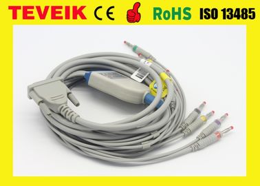 Teveik-Fabrikpreis medizinischer Schiller AT3/AT6 10 führt DB15pin-EKG Kabel mit Banane 4,0
